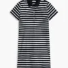 Vestido polo em piqué elástico às riscas Vestido polo em piqué elástico às riscas