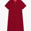 Vestido polo em piqué elástico às riscas Vestido polo em piqué elástico às riscas