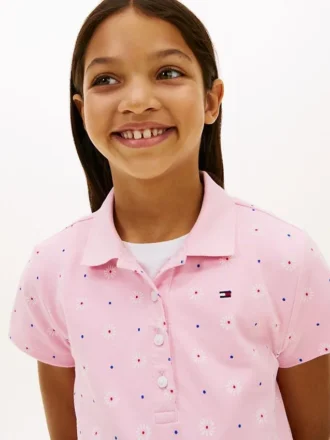 Vestido polo infantil com estampado floral