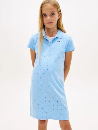 Vestido polo infantil com estampado floral