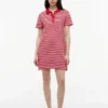 Vestido polo interlock às riscas com botões dourados Vestido polo interlock às riscas com botões dourados