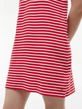 Vestido polo interlock às riscas com botões dourados
