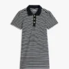 Vestido polo interlock às riscas com botões dourados Vestido polo interlock às riscas com botões dourados