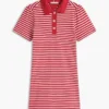 Vestido polo interlock às riscas com botões dourados Vestido polo interlock às riscas com botões dourados