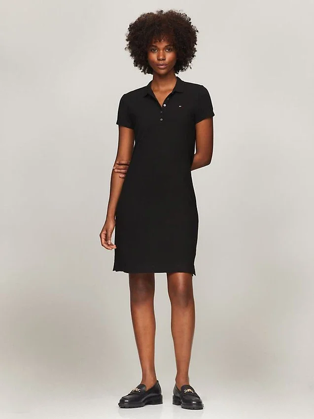 Vestido polo justo em algodão elástico Vestido polo justo em algodão elástico
