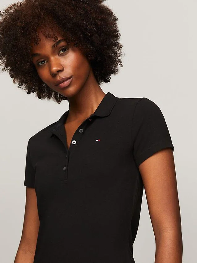 Vestido polo justo em algodão elástico Vestido polo justo em algodão elástico
