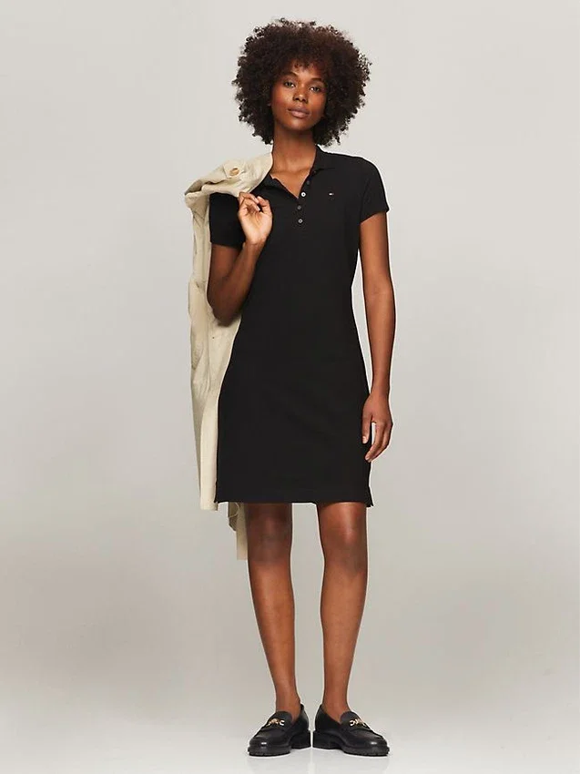 Vestido polo justo em algodão elástico Vestido polo justo em algodão elástico