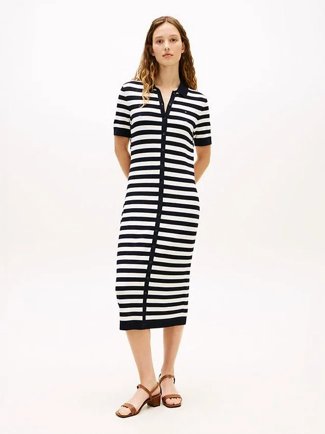 Vestido Polo Ligeiro às Riscas Vestido Polo Ligeiro às Riscas