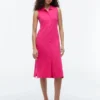 Vestido polo midi sem mangas em piqué Vestido polo midi sem mangas em piqué