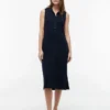Vestido polo midi sem mangas em piqué Vestido polo midi sem mangas em piqué