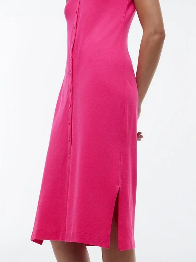 Vestido polo midi sem mangas em piqué Vestido polo midi sem mangas em piqué