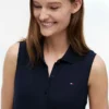 Vestido polo midi sem mangas em piqué Vestido polo midi sem mangas em piqué