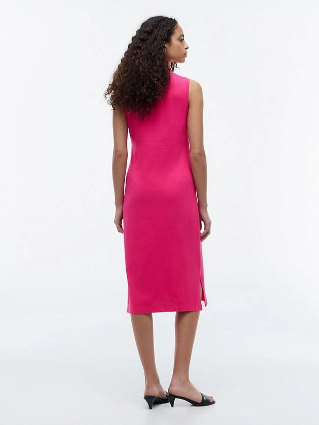 Vestido polo midi sem mangas em piqué Vestido polo midi sem mangas em piqué