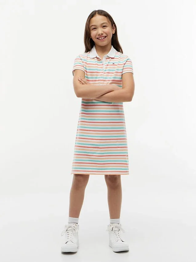 Vestido Polo Multistripe para Crianças Vestido Polo Multistripe para Crianças