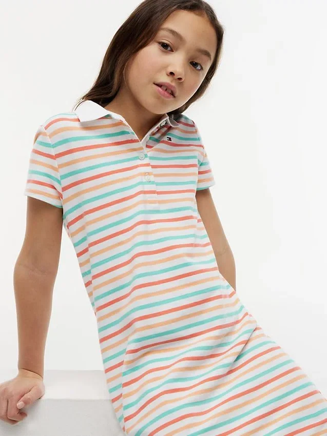 Vestido Polo Multistripe para Crianças Vestido Polo Multistripe para Crianças