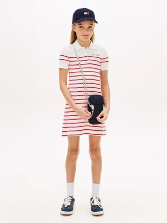 Vestido polo às riscas para criança