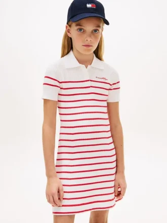 Vestido polo às riscas para criança