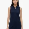Vestido polo sem mangas em piqué elástico Vestido polo sem mangas em piqué elástico