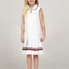 Vestido polo sem mangas plissado para criança