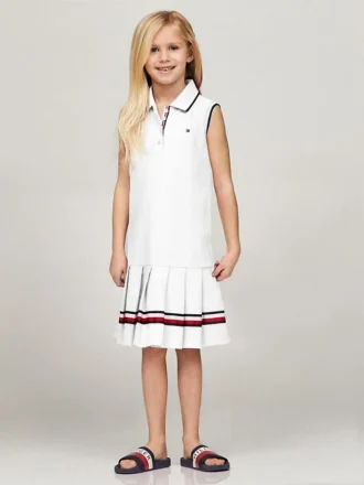 Vestido polo sem mangas plissado para criança