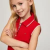 Vestido polo sem mangas plissado para criança