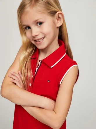 Vestido polo sem mangas plissado para criança