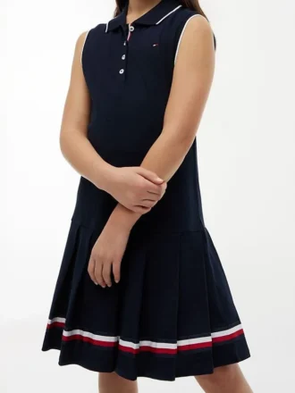 Vestido polo sem mangas plissado para criança