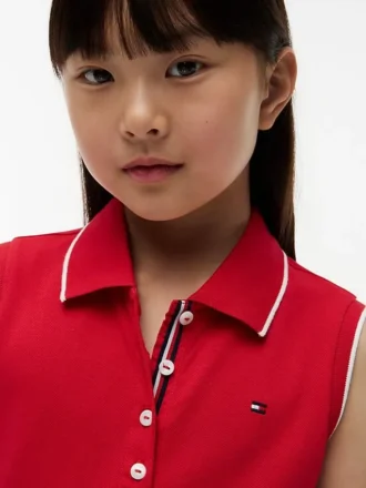 Vestido polo sem mangas plissado para criança