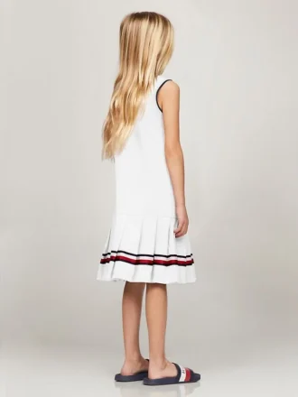 Vestido polo sem mangas plissado para criança