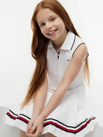 Vestido polo sem mangas plissado para criança