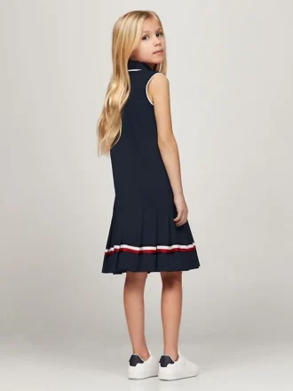 Vestido polo sem mangas plissado para criança