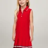 Vestido polo sem mangas plissado para criança