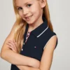 Vestido polo sem mangas plissado para criança