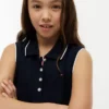 Vestido polo sem mangas plissado para criança