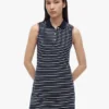 Vestido polo sem mangas às riscas Vestido polo sem mangas às riscas