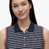 Vestido polo sem mangas às riscas Vestido polo sem mangas às riscas