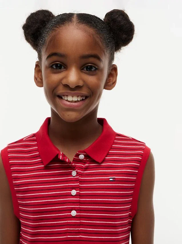 Vestido polo sem mangas às riscas para criança Vestido polo sem mangas às riscas para criança