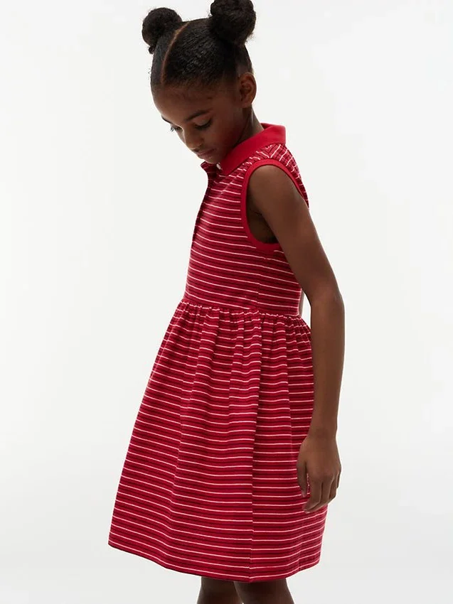 Vestido polo sem mangas às riscas para criança Vestido polo sem mangas às riscas para criança
