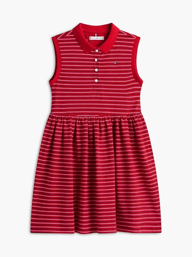 Vestido polo sem mangas às riscas para criança Vestido polo sem mangas às riscas para criança