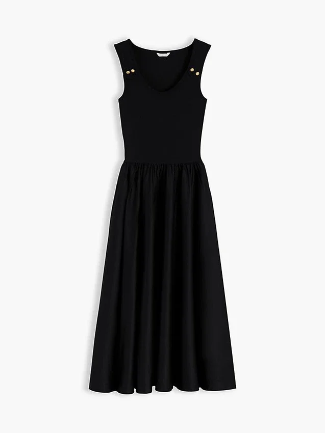 Vestido sem mangas com botões dourados Vestido sem mangas com botões dourados