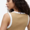 Vestido sem mangas com gola em malha canelada Vestido sem mangas com gola em malha canelada