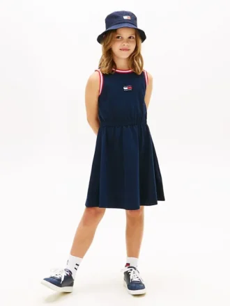 Vestido sem mangas com logótipo de bandeira ondulada para meninas