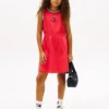 Vestido sem mangas com logótipo de bandeira ondulada para meninas Vestido sem mangas com logótipo de bandeira ondulada para meninas