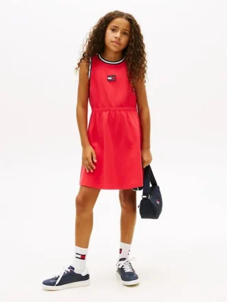 Vestido sem mangas com logótipo de bandeira ondulada para meninas