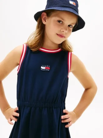 Vestido sem mangas com logótipo de bandeira ondulada para meninas