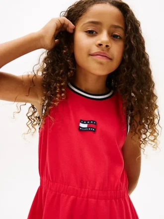Vestido sem mangas com logótipo de bandeira ondulada para meninas