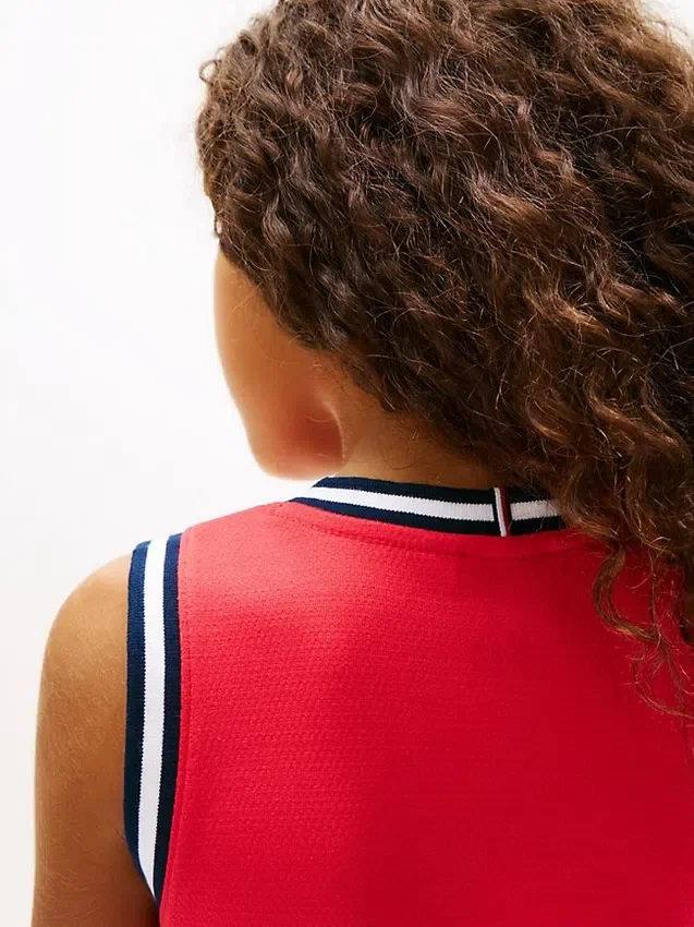 Vestido sem mangas com logótipo de bandeira ondulada para meninas Vestido sem mangas com logótipo de bandeira ondulada para meninas