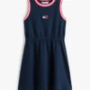 Vestido sem mangas com logótipo de bandeira ondulada para meninas Vestido sem mangas com logótipo de bandeira ondulada para meninas