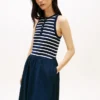 Vestido sem mangas em tecido misto Vestido sem mangas em tecido misto