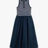 Vestido sem mangas em tecido misto Vestido sem mangas em tecido misto
